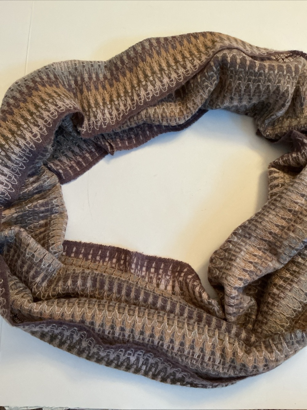 Missoni Knit Infinity Scarf Mohair Taupe & Mauve